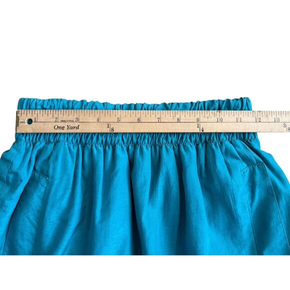 Club Monaco Silk Cotton Mini Skirt Women's Size XS Turquoise Lined Pockets - Picture 8 of 10
